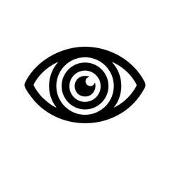 Vector icon of an abstract eye with concentric rings and central gaze, conveying emotion and perception.

