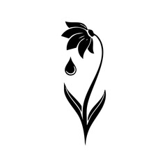 Naklejka premium Stylized floral illustration conveying grief, farewell, or environmental distress.