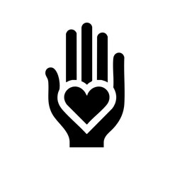 Obraz premium Minimalist hand with heart in palm, symbolizing empathy and care. Vector logo for charity, compassion, or social good causes.