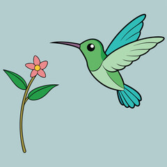 Obraz premium A tiny hummingbird hovering in front of an invisible flower, showcasing its delicate beauty.
