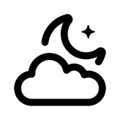 Night Simple Line Icon. Single icon, line vector icon