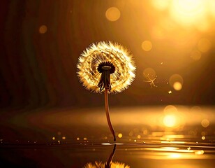 Dandelion Seed Head in Golden Light