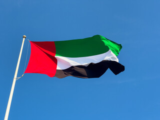 Flag of the UAE (United Arab Emirates) fluttering in the wind.