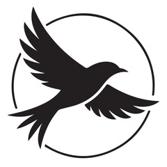 Obraz premium A soaring dove silhouette with outstretched wings, a symbol of peace and freedom, perfect for vector illustrations or tattoo designs