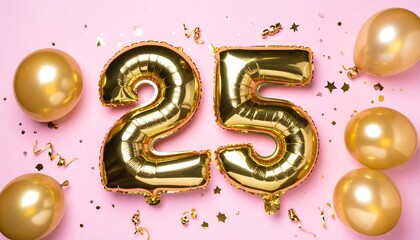 Gold balloons 25th birthday celebration