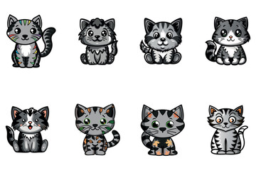 Obraz premium Cute Cartoon Cats with Decorative Patterns