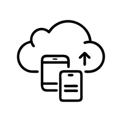 Cloud data syncing icon in black line style
