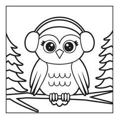 Fototapeta premium Christmas, black and white christmas coloring pages, christmas coloring book, holiday, bold and easy cute christmas coloring pages, line art, illustration, coloring book, coloring pages