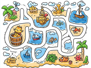 Pirate Island Maze - printable worksheet