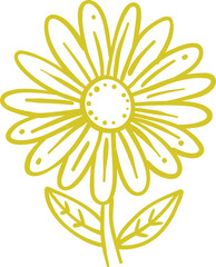 Hand Drawn Yellow Sunflower Flower Summer Doodle Icon With Tropical Beach Travel Element