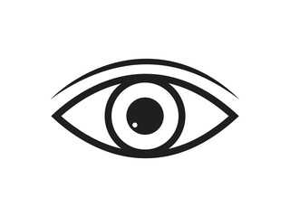 Eye icon vector illustration showing a human eye design with iris and eyelashes in cartoon style