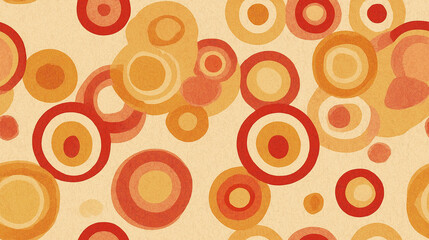 Seamless Retro Wallpaper with Circular Geometric Pattern in Warm Faded Tones – Vintage Mid-Century Design Background 