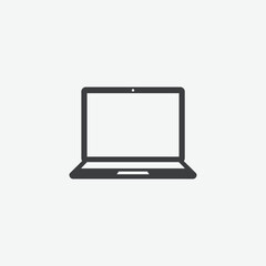 Download a simple, flat laptop icon in solid dark gray. Front view, minimal design, perfect for UI/UX, tech apps, presentations, and web projects.
