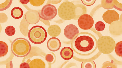 Seamless Retro Wallpaper with Circular Geometric Pattern in Warm Faded Tones – Vintage Mid-Century Design Background 