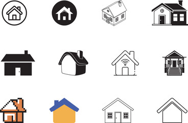 Home Icon Set for Web Design, Mobile App, Real Estate Branding, Smart Home UI, Digital Presentation