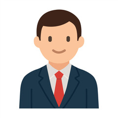 Formal suit man in simple flat vector, personal profile icon or symbol, people concept vector illustration.