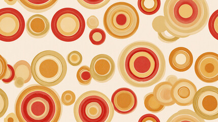 Seamless Retro Wallpaper with Circular Geometric Pattern in Warm Faded Tones – Vintage Mid-Century Design Background 