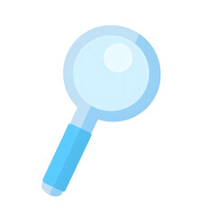Search magnifying glass, clean design, blue color, find function, isolated background