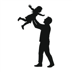 A silhouette of a father and daughter