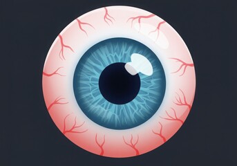 Illustration of a blue eyeball with red veins