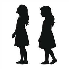 set of children silhouettes, baby silhouette,, girl.