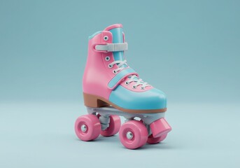 Obraz premium Retro roller skate in pink and blue color