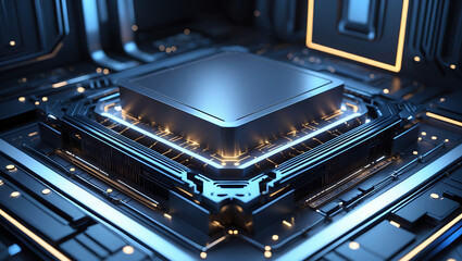 Futuristic abstract depiction of a central processing unit cpu and computer technology design