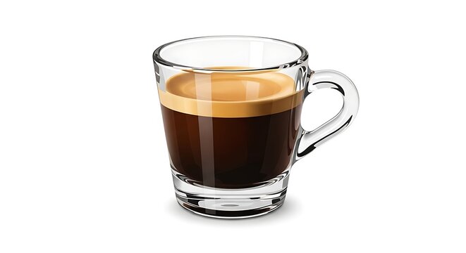 Espresso Cup with Crema on Clear Glass Isolated