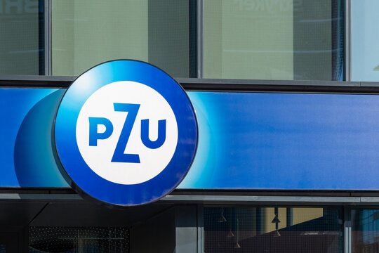 Warsaw, Poland - May 01, 2025: PZU, Powszechny Zakład Ubezpieczeń