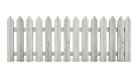 Fototapeta premium Weathered White Picket Fence: 3D Render