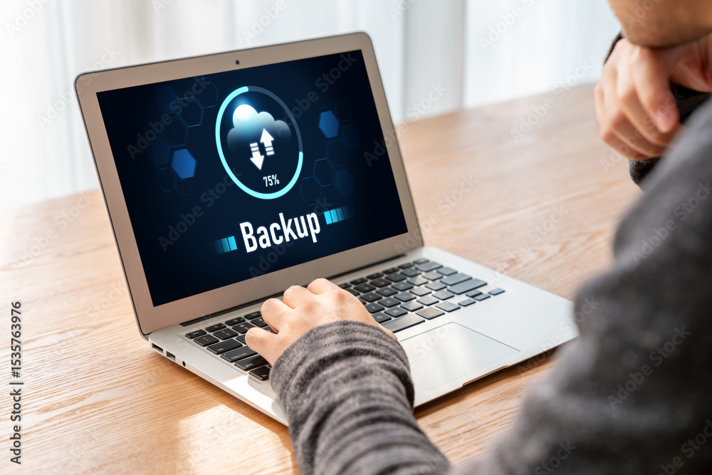 Poster backup storage data internet technology business concept. database storage cloud technology file dat