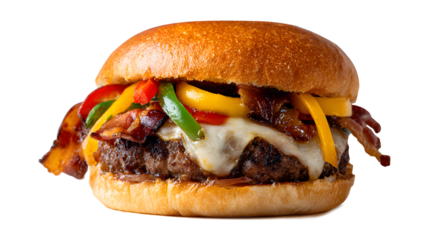 a deliciously constructed burger with a perfectly toasted bun a juicy beef patty melted cheese