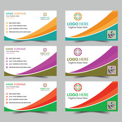 Corporate business card design template set.
