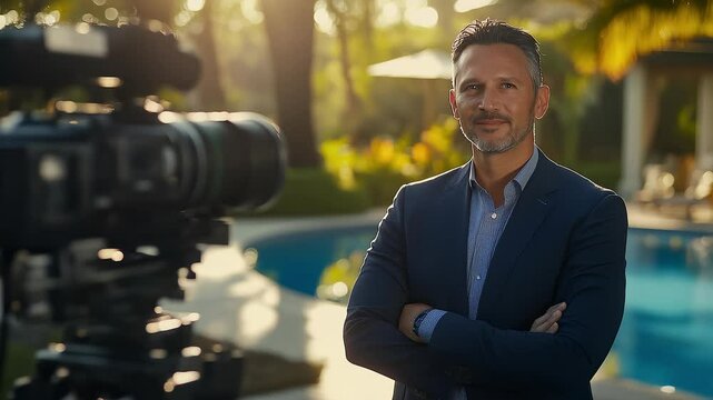 Business Elite Outdoor Poolside Video Shoot