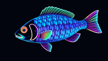 Fototapeta premium Neon fish illustration