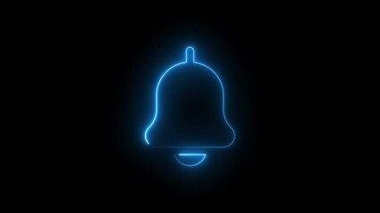 Neon line Social media bell notification icon animation on transparent background. Incoming notification blue bell icon ringing animation - Powered by Adobe