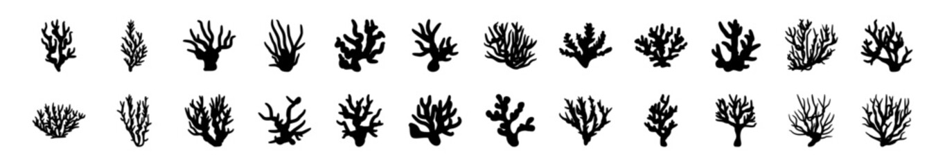 Fototapeta premium Hand Drawn Underwater Coral Reefs with Colorful Tropical Fish – Marine Ocean Life Illustration