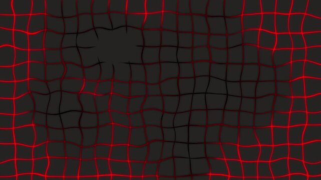 Wavy red grid animation, Abstract vibrant mesh distortion background loop