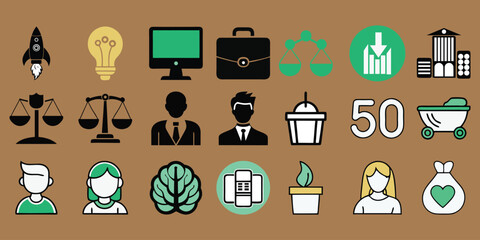 Flat vector icon set of camping tools and travel equipment for outdoor adventure and vacation design