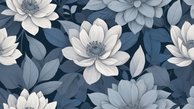 Elegant blue and gray floral pattern background