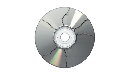 Cracked CD disc isolated on white background, concept of isolate  