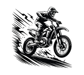 Dynamic Motocross Rider in Action, Extreme Dirt Bike Vector Illustration On White Background
