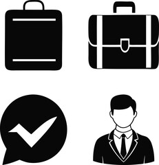 Minimal business icon vector design with professional concept including suitcase checkmark and manager