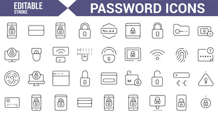 Editable password and wifi security icons for application development and UI design.


