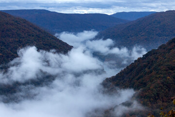Beautiful landscape view of New River Gorge National Park in West Virginia.