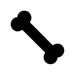 Bone icon silhouette, black vector, dog treat symbol, pet logo, minimal dog bone clipart, pet care element, graphic for stickers, animal food sign, clean bone outline for pets, design resource