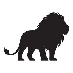 Lion vector illustration. Lion Silhouette in Black Isolated on White Background