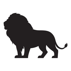 Lion vector illustration. Lion Silhouette in Black Isolated on White Background
