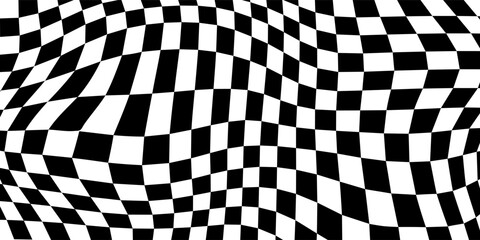 Black and white checkered pattern. Chess pattern. Black and white checkered background. 3D checkered wallpaper. vector illustration