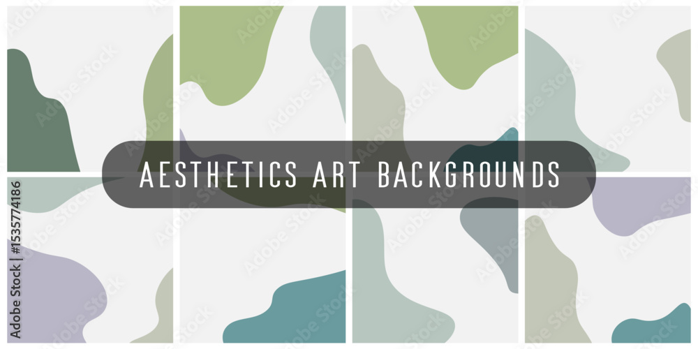 Poster minimal abstract organic backgrounds with colorful flowing shapes, trendy aesthetic art pattern for 